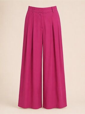 Forever 21 Fuchsia High Rise Pleated Wide Leg Pants Size S